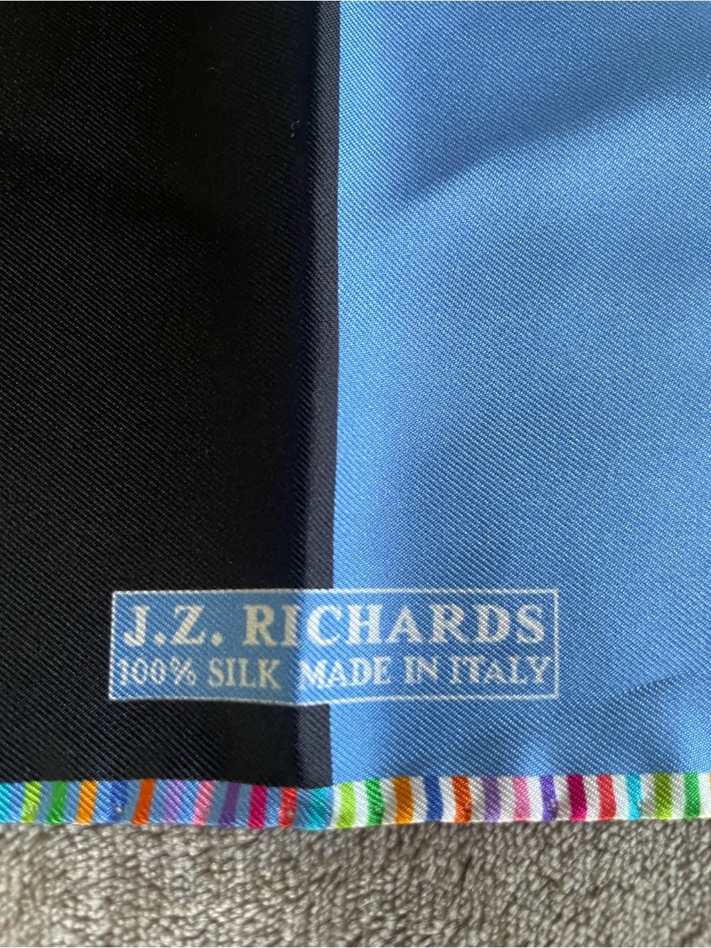 J.Z. Richards Silk Pocket Square Color Block Italian Made 17 Inch - Picture 3 of 7